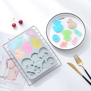 2 Pack Cute Baby Silicone Molds, 3D Baby Shower Themed Baking Mould, Cake Border Fondant Molds Cake Decorating Tools for Chocolate, Candy,Gumpaste Molds
