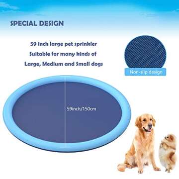 Splash Sprinkler Pad for Dogs Kids, Non-Slip Pet Thickened Durable Wading Bath Pools, Splash Play Ma...