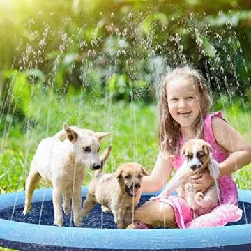 Splash Sprinkler Pad for Dogs Kids, Non-Slip Pet Thickened Durable Wading Bath Pools, Splash Play Mat Outdoor Game Toys for Pets