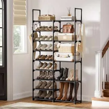 WOWLIVE 9 Tiers Shoe Rack Shoe Storage Shoe Organizer 30-35 Pairs Shoe Tower Unit Shelf Durable Meta...