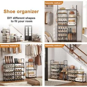 WOWLIVE 9 Tiers Shoe Rack Shoe Storage Shoe Organizer 30-35 Pairs Shoe Tower Unit Shelf Durable Metal Pipes with Plastic Connectors Stackable Cabinet Black(SSS2B9)