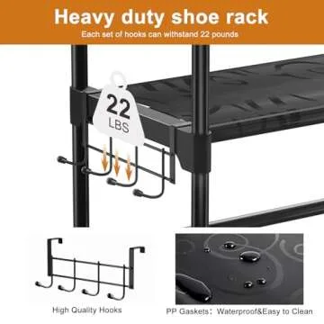 WOWLIVE 9 Tiers Shoe Rack Shoe Storage Shoe Organizer 30-35 Pairs Shoe Tower Unit Shelf Durable Metal Pipes with Plastic Connectors Stackable Cabinet Black(SSS2B9)