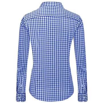 J.VER Womens Dress Shirt Easy Care Button Down Blouse Long Sleeve Shirts for Work Professional Denim Blue Medium