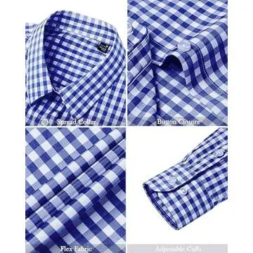 J.VER Womens Dress Shirt Easy Care Button Down Blouse Long Sleeve Shirts for Work Professional Denim Blue Medium