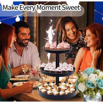 Cupcake Stand for 50 Cupcakes, 2 PACK Metal 3 Tier Cupcake Tower Black Cupcake Holder Stand Cake Display Stand Tiered Serving Trays Dessert Stands with Handle for Party, Baby Shower, Wedding, Birthday