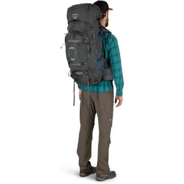 Osprey Aether Plus 70L Men's Backpacking Backpack, Black, L/XL