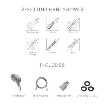 MOEN 26112SRN Engage Magnetix Six-Function 5.5-Inch Handheld Showerhead with Magnetic Docking System, No Size, Spot Resist Brushed Nickel