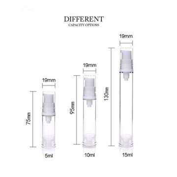 6 Packs Airless Pump Bottles Lotion Dispenser Bottle Travel Cream Pump Bottles Vacuum Pump Bottle For Liquid foundation (5ml(0.6oz))