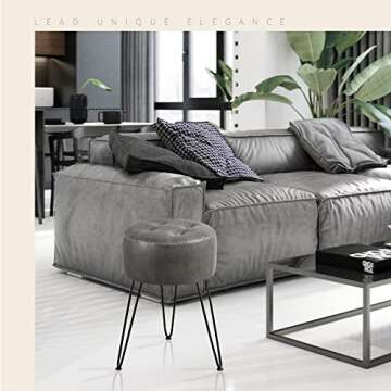 LUE BONA Faux Leather Tufted Vanity Stool for Stylish Homes