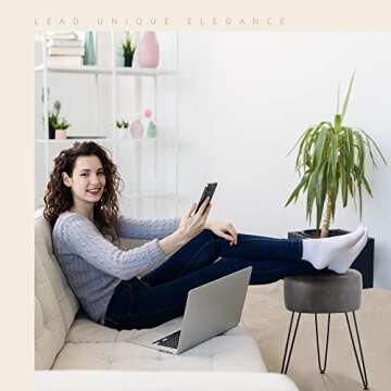 LUE BONA Faux Leather Tufted Vanity Stool for Stylish Homes