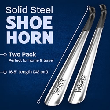 Velette Metal Shoe Horn Set for Effortless Shoe Wearing