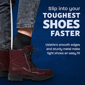 Velette Metal Shoe Horn Set for Effortless Shoe Wearing