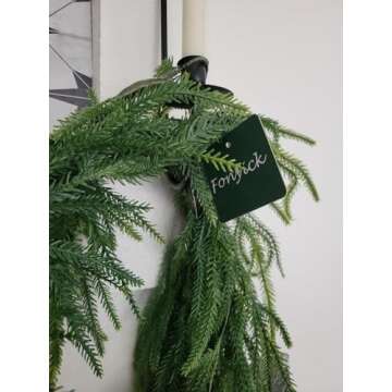 72" Christmas Artificial Norfolk Pine Garlands, Real Touch Winter Faux Greenery Garland, Realistic A...