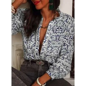 Shop Astylish Women's Floral Mock Neck Blouse Today