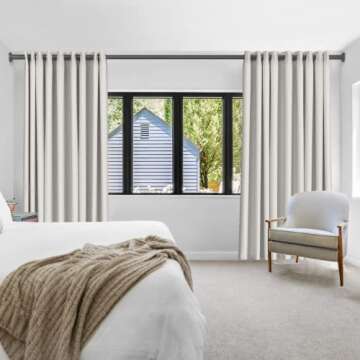 Tension Curtain Rod, 51-126 Inch,Spring Closet Rod, for Windows or Shower, Easy to Install, No Drilling, No Rust, for Bathroom, Rod Diameter 1.26 Inches, Black,Umimile