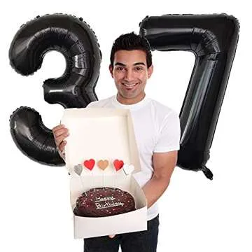 Xihuimay Number 37 Balloons 40 inch Digital Balloon Alphabet 37 Birthday Balloons Digit 37 Helium Balloons Big Balloons for Birthday Party Supplies Wedding Bachelorette Bridal Shower, Black Number 37