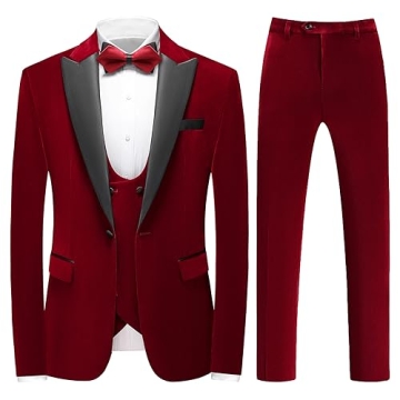 KUDORO Velvet Men's 3 Piece Suit for Any Occasion