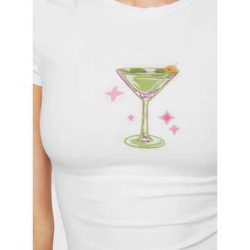 Y2K Graphic Baby Tees Top for Women Slim Fitted Aesthetic Crop Top