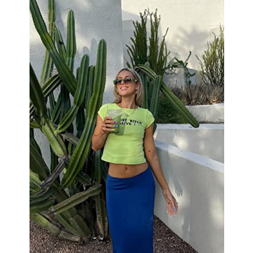 MISSACTIVER Y2K Dump Him Letter Print Crop T-Shirt Streetwear