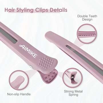 AIMIKE Hair Sectioning Clips with Silicone Band - 6pcs No Crease Duck Billed Clips for Styling, Cutting, and Rollers in Morandi Color
