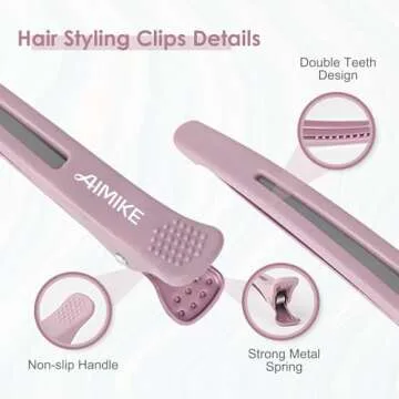 AIMIKE Hair Sectioning Clips with Silicone Band - 6pcs No Crease Duck Billed Clips for Styling, Cutting, and Rollers in Morandi Color