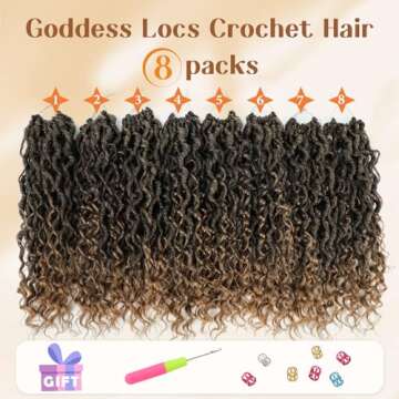 Callia Goddess Locs Crochet Hair 18 Inch 8 Packs Faux Locs Crochet Hair for Black Women Pre Looped L...