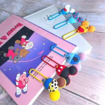 10 pc Cute Mouse Paper Clips Colorful Office Supplies Gifts for Teacher & Students | Bookmark Clamp Desk Accessories Stationery for School | Book File Page Marker Clip for Women Kids Adult Children