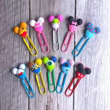 10 pc Cute Mouse Paper Clips Colorful Office Supplies Gifts for Teacher & Students | Bookmark Clamp Desk Accessories Stationery for School | Book File Page Marker Clip for Women Kids Adult Children