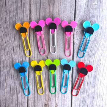 10 pc Cute Mouse Paper Clips Colorful Office Supplies Gifts for Teacher & Students | Bookmark Clamp Desk Accessories Stationery for School | Book File Page Marker Clip for Women Kids Adult Children