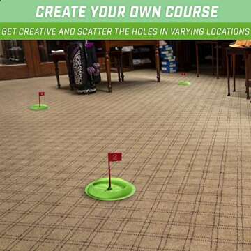 GoSports Pure Putt Challenge Mini Golf Game - Build Your Own Course at Home, the Office or On the Green - Includes 9 Holes, 4 Balls, Dry-Erase Scorecard, Tote Bag & Rules