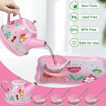 Kids Princess Tea Party Set for Ages 3-6 - 15 Pieces