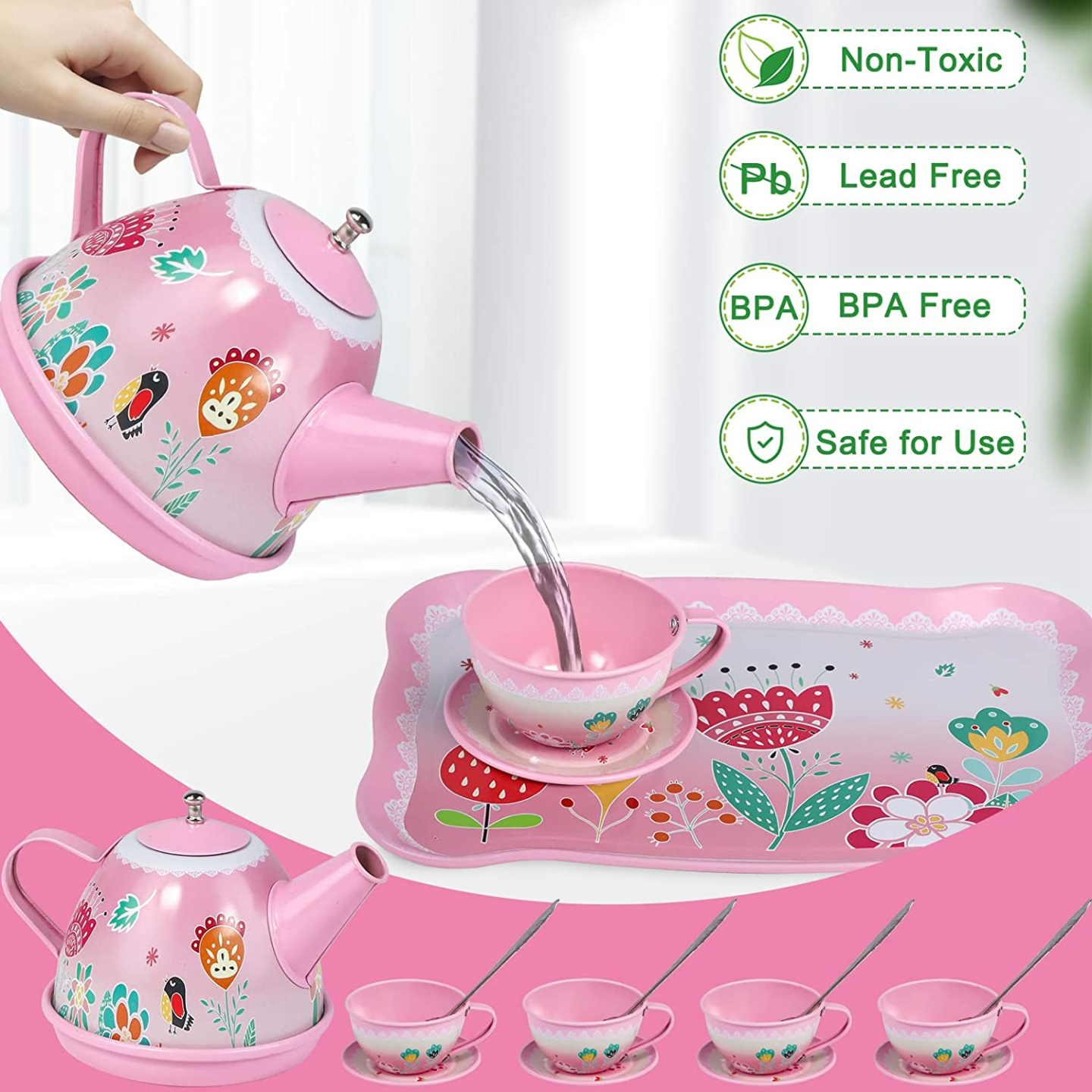 Kids Princess Tea Party Set for Ages 3-6 - 15 Pieces