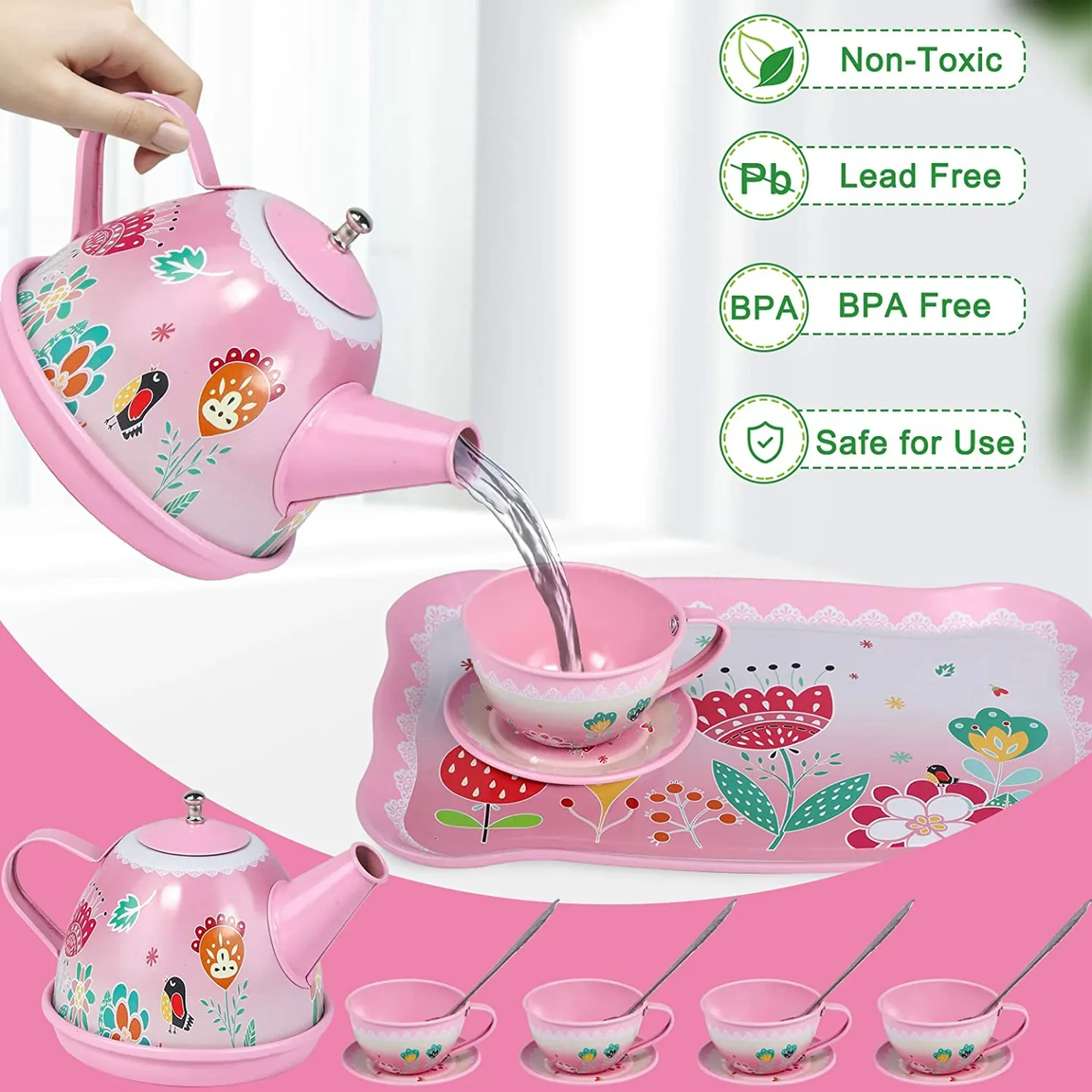 Kids Princess Tea Party Set for Ages 3-6 - 15 Pieces
