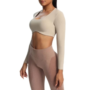 Aoxjox Stylish Long Sleeve Crop Tops for Women Workout