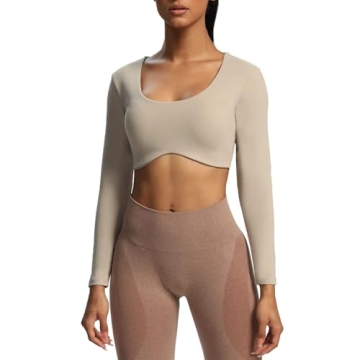 Aoxjox Stylish Long Sleeve Crop Tops for Women Workout