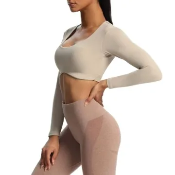 Aoxjox Stylish Long Sleeve Crop Tops for Women Workout