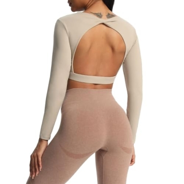 Aoxjox Stylish Long Sleeve Crop Tops for Women Workout