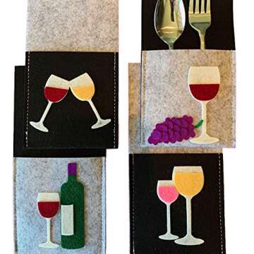 Sturdy Wine Tasting Party Silverware Holders - 8 Pack