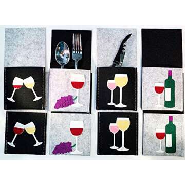 Sturdy Wine Tasting Party Silverware Holders - 8 Pack