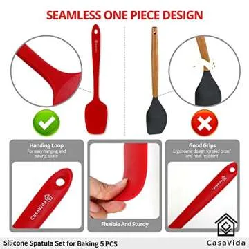 CasaVida Silicone Spatula Set - Heat Resistant Utensils