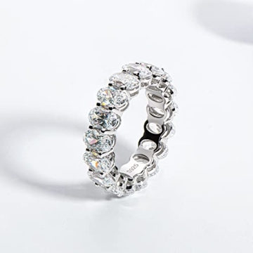 AINUOSHI 5mm Sterling Silver Oval Cut Engagement Ring