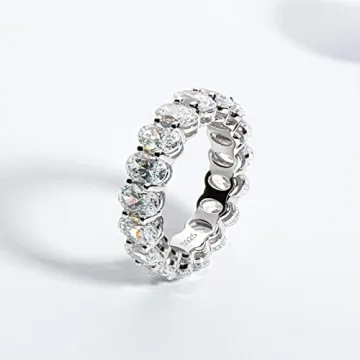 AINUOSHI 5mm Sterling Silver Oval Cut Engagement Ring