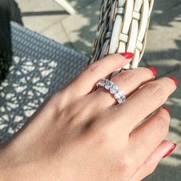 AINUOSHI 5mm Sterling Silver Oval Cut Engagement Ring