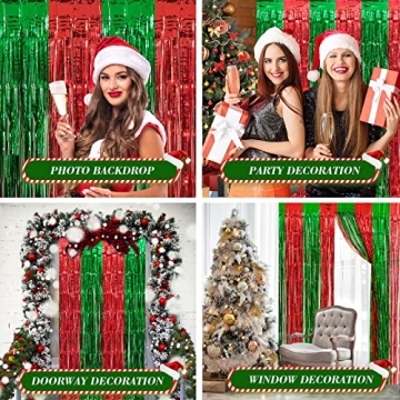LYUBASA Christmas Tinsel Foil Curtains for Festive Decor