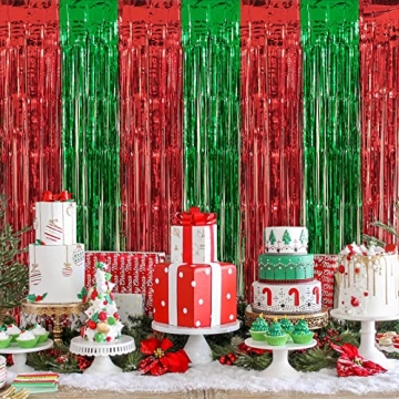 LYUBASA Christmas Tinsel Foil Curtains for Festive Decor