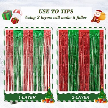 LYUBASA Christmas Tinsel Foil Curtains for Festive Decor