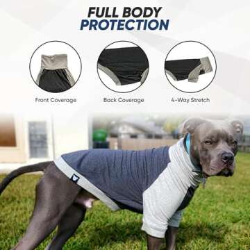 Tooth & Honey Large Dog Pullover Shirt – Breathable Cotton & Spandex Dog Shirt with Full Underbell...