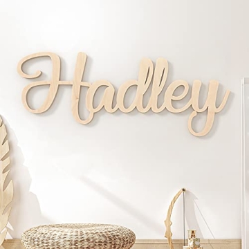 Personalized Custom Wooden Name Sign - HADLEY Font Baby Name Sign For Nursery and Wall Decor (12"-55...