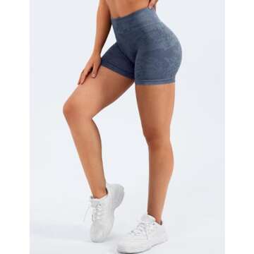 YEOREO Women Seamless Camo Shorts High Waisted Gym Yoga Workout