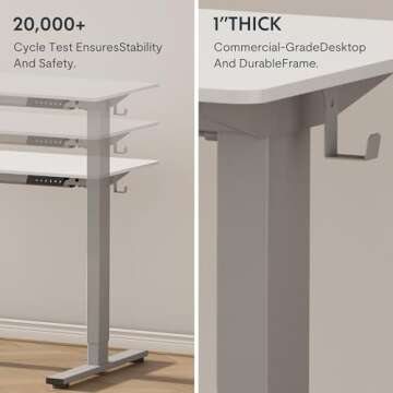 FLEXISPOT EN1 Whole-Piece Standing Desk 55 x 28 Inches Electric Stand Up Desk Workstation, Home Office Computer Standing Desk, Height Adjustable Desk (Silver Frame + 55" White Top, 2 Packages)